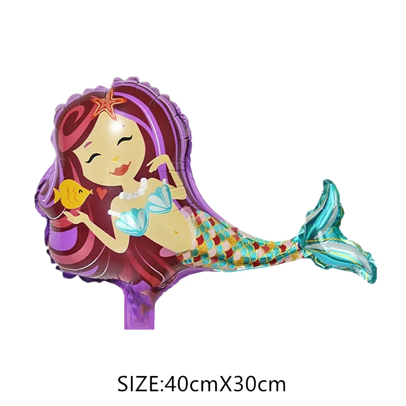 Cartoon Beautiful Mermaid Tail Aluminum Film Balloon Princess Birthday Party Decoration Underwater World Baby Bath Foil Ball