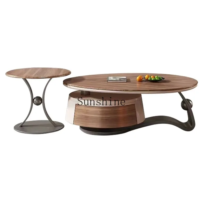 Italian light luxury wood grain, coffee table combination minimalist design, modern simple home