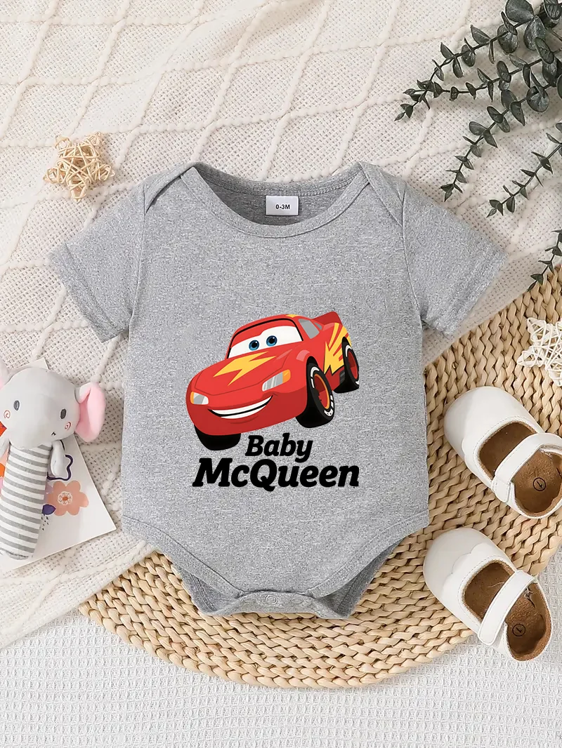 

【Официально авторизованный】 Треугольный комбинезон Disney Cars Baby | Мягкая приятная для кожи ткань с принтом «Baby McQueen» Lightning McQueen