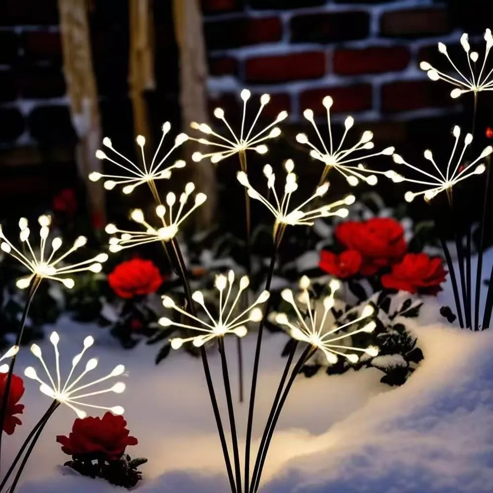 

1PC 6head solar powered small fireworks ground mounted light,suitable for courtyard, garden, outdoor, camping, party decoration