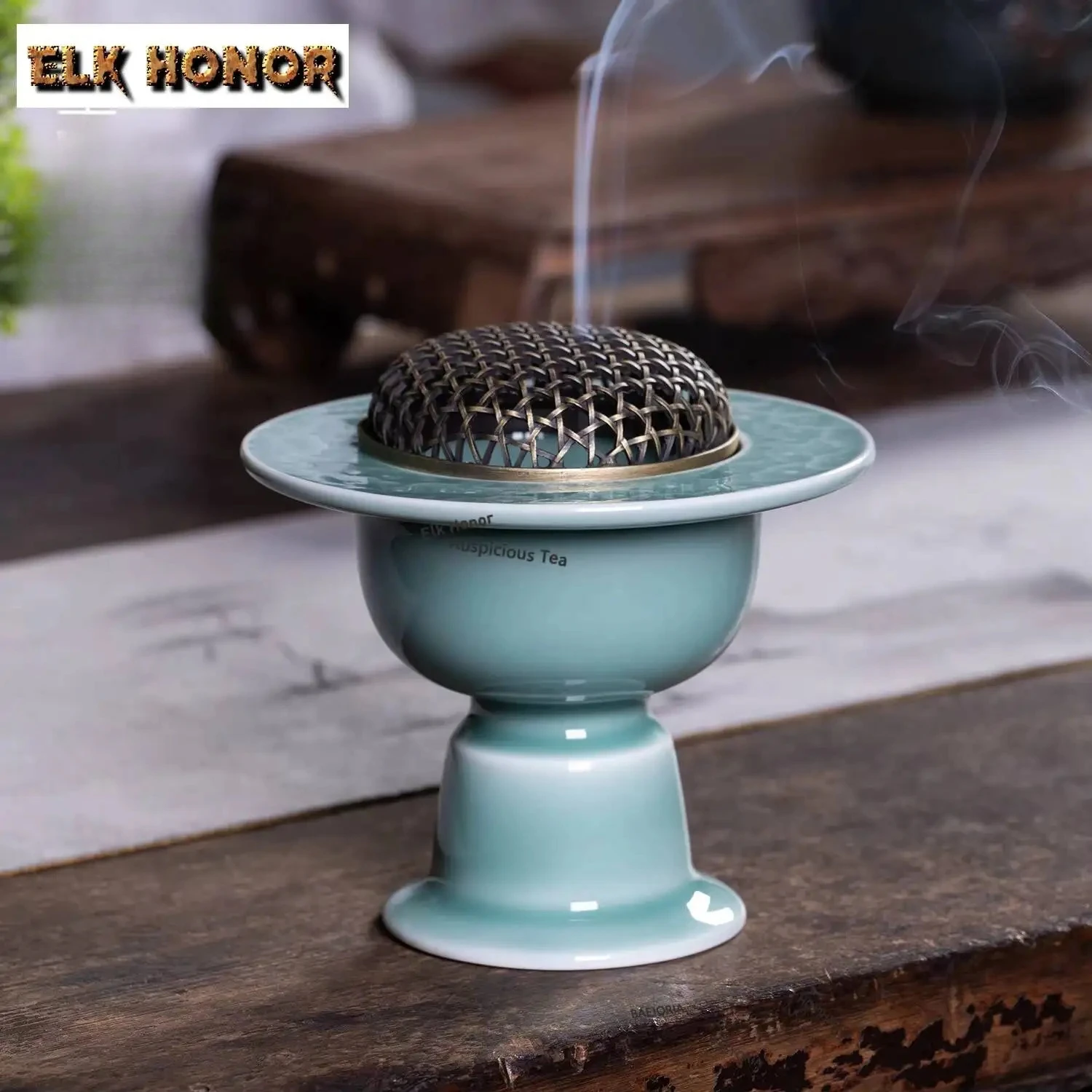 ZAEYORIA Longquan Celadon Incense Holder Zen Mist Smoking Steamers Incense Burners Meditation Censer Cafes Supplies Craft Gifts