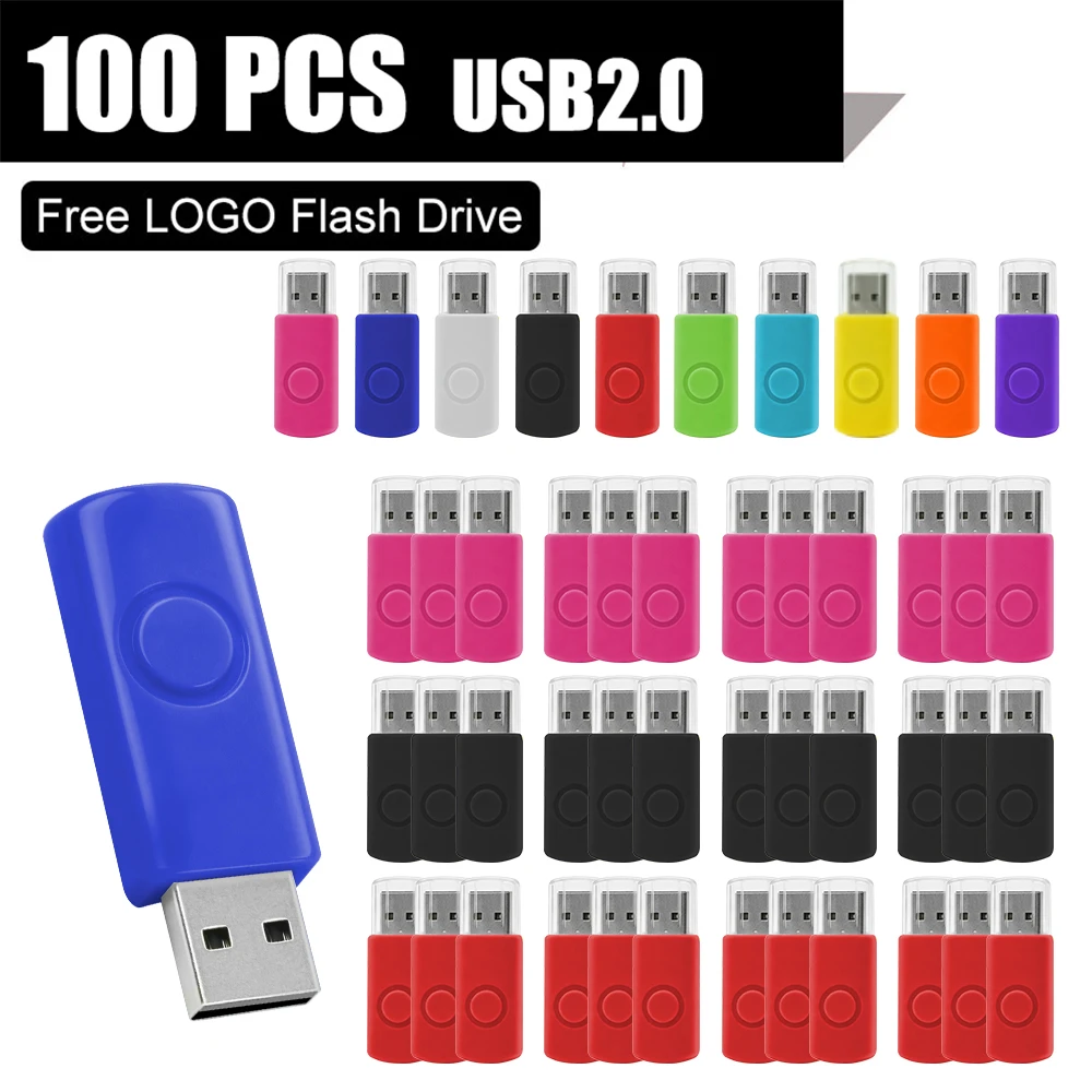 100Pcs/lot usb 2.0 flash drive 64GB 32GB 16GB Pen Drive Memory Stick Wedding Gift 8GB 4GB Flash Disk Free Personalized Logo