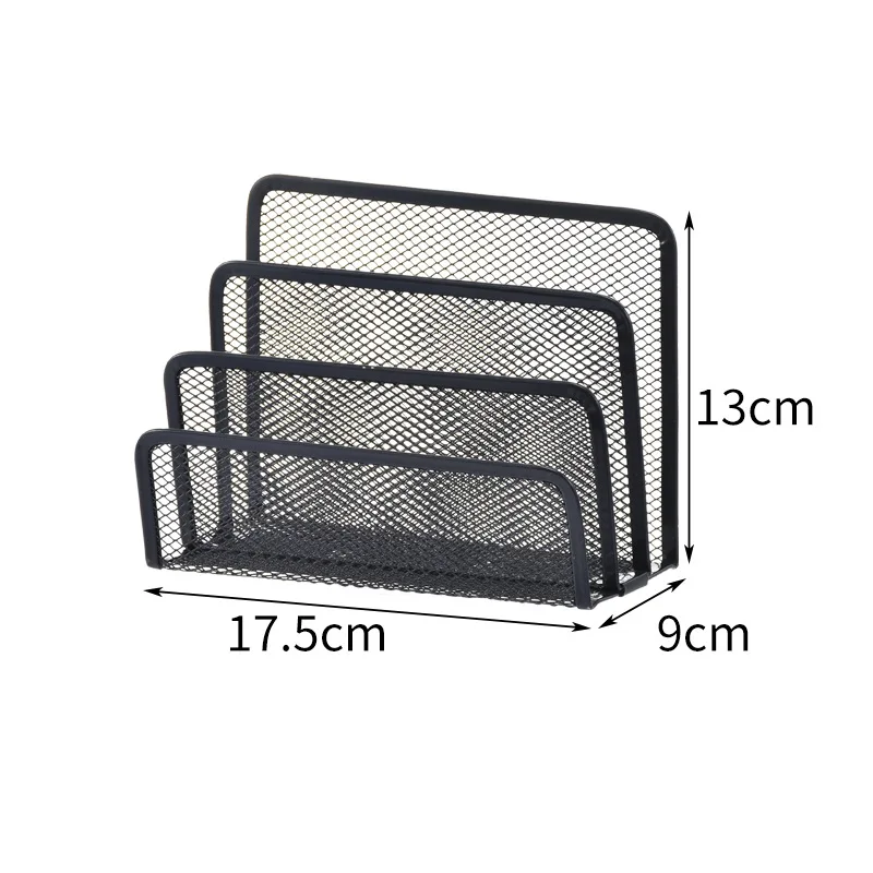 1 Pcs Black Desktop Office Storage Grid Metal Three-layer Business Card File Office Supplies Storage Rack image 6