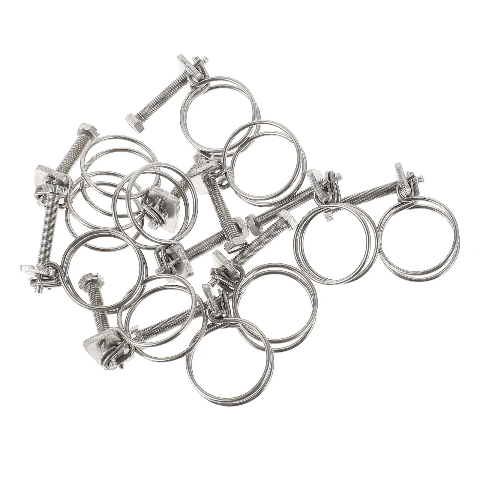 10Pcs Stainless Steel Double Wire Hose Clamps Premium Anti Rust Adjustable Clamp for Pond Hose Joint Laboratory Pharmaceutical