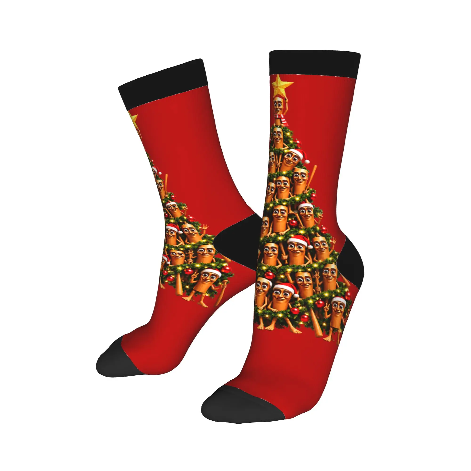 Autumn Winter Crazy Design Men's Women's Tung Tung Tung Sahur Christmas Tree  Socks  Non-slip Sports Socks