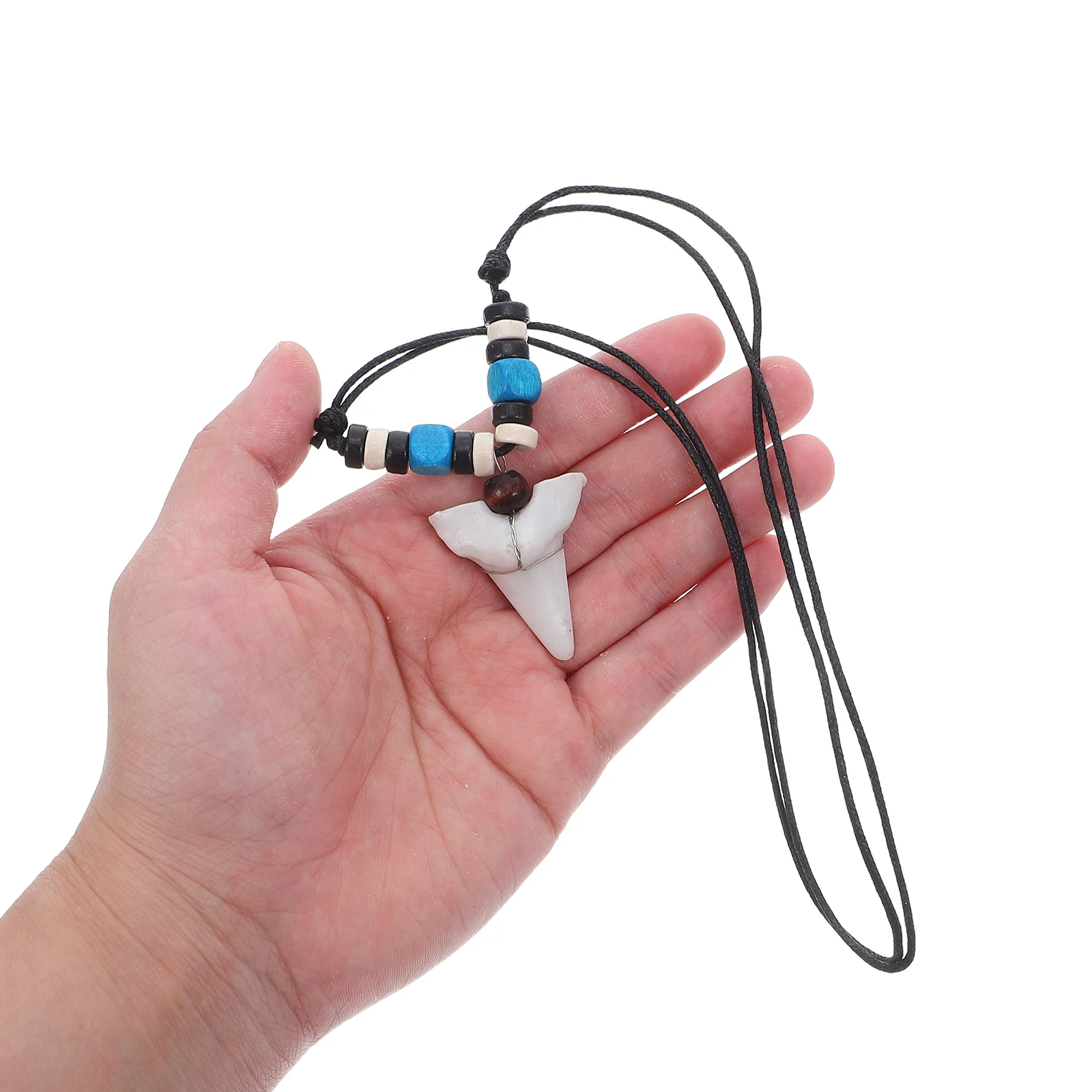 

4Pcs Shark Tooth Necklace Adjustable Cord Surfer Pendant Men Beach Charm Coastal Style Resin Jewelry Summer Gift