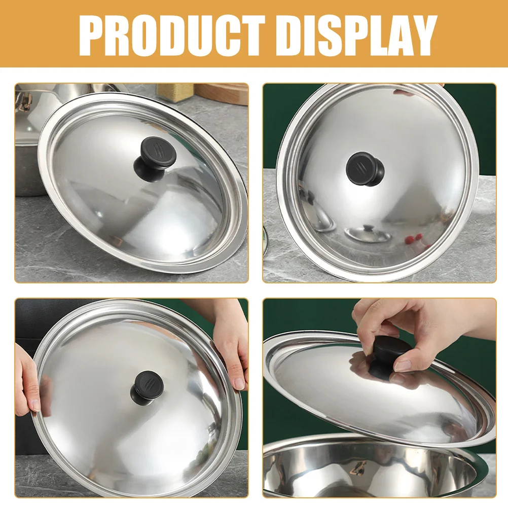 

1pcs Stainless Steel Frying Pan Lid 22Cm Thickened Replacement For Pot Skillet Wok Universal Kitchen Cookware Accessory