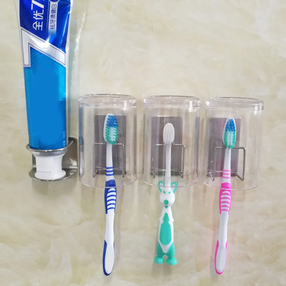 

Toothbrush Holder Toothpaste Holders Organizer Mounted Stainless Steel Wall-mounted