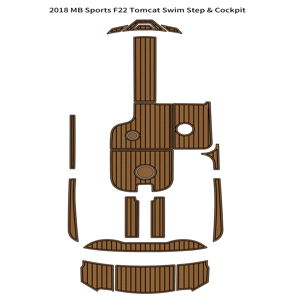 

MB Sports F22 Tomcat Swim Platform 2018, коврик для кокпита, лодка, пена EVA, напольный коврик из тикового дерева