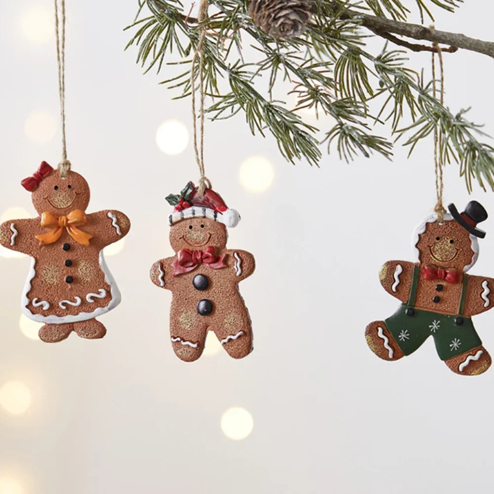 Creative Gingerbread Man Pendant Decoration Christmas Tree Resin Pendant Ornaments Home Party Navidad Christmas Decorations