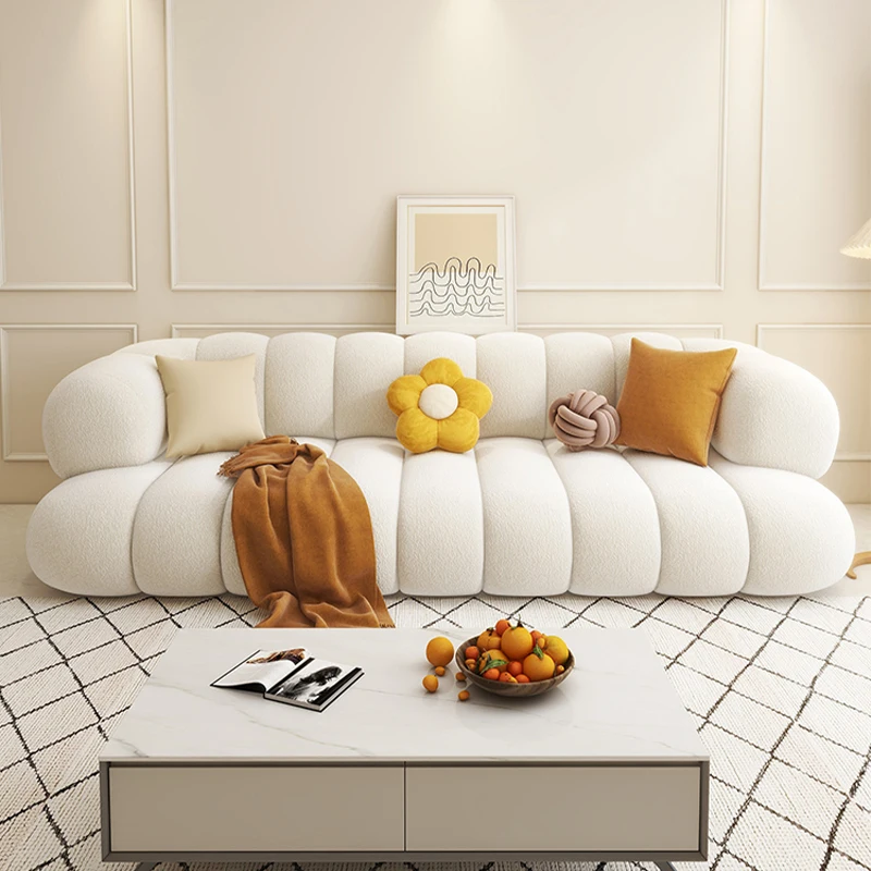 

Popular Modern Cream Soft Cloud Velvet Sofa Furniture Combination Living Room Sofa Set Furniture Modern Villa Home Sofa