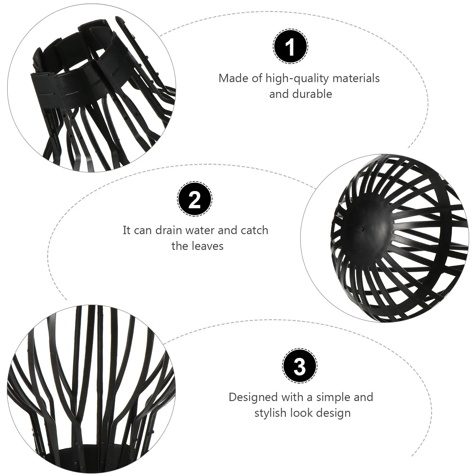 4pcs protezioni per grondaie coperchio del filtro del tetto flessibile antiruggine coperchio della rete rotonda Anti-blocco scarico pulito drenaggio protezione del fossato