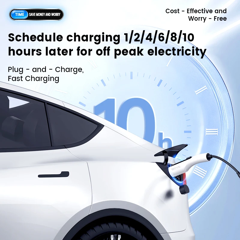 شاحن EV محمول من النوع 2: تيار قابل للتعديل 3.5 كيلو وات 5 متر، حماية من التسرب، محطة شحن طاقة تيار متردد 220 فولت للمركبات الكهربائية #3