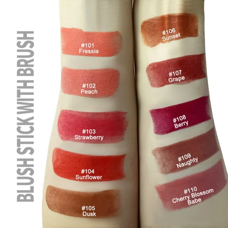 Custom 10colors Double-head Blush Stick with Brush Long-Lasting Waterproof  High Pigment Hydrating Blusher Bulk Makeup