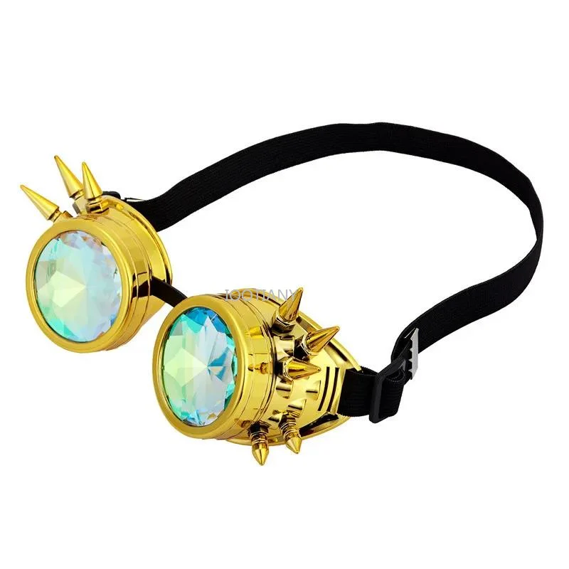 New Willow Studded Steampunk Gothic Vintage Coloured Kaleidoscope Glasses 3D Cosplay Goggles Unisex Party Cosplay Goggle Eyewear