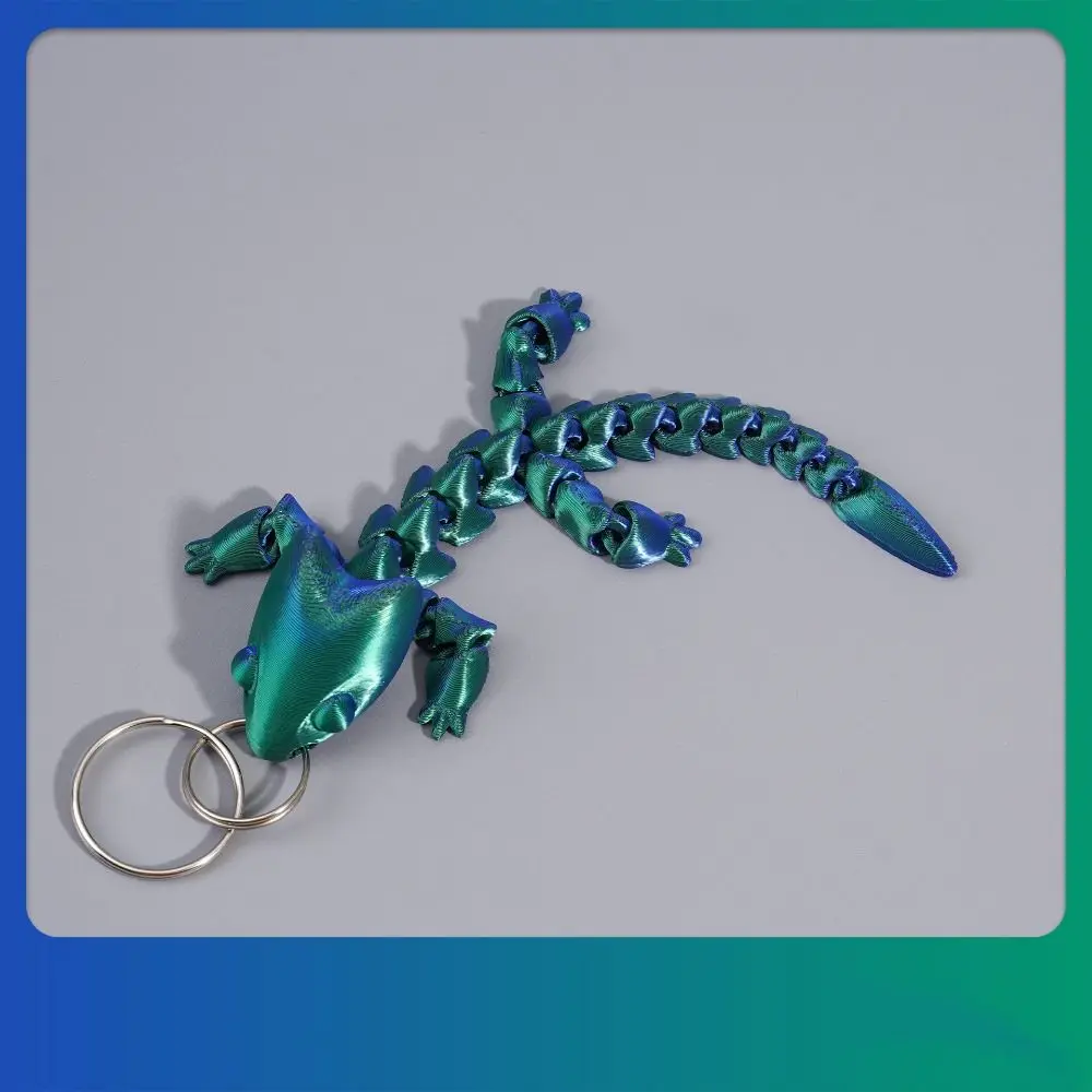 3D Printed Chinese Dragon Keychain Charms Cartoon Adjustable Body Joints Pendant Mini Funny Articulated Dragon Lizard Toy