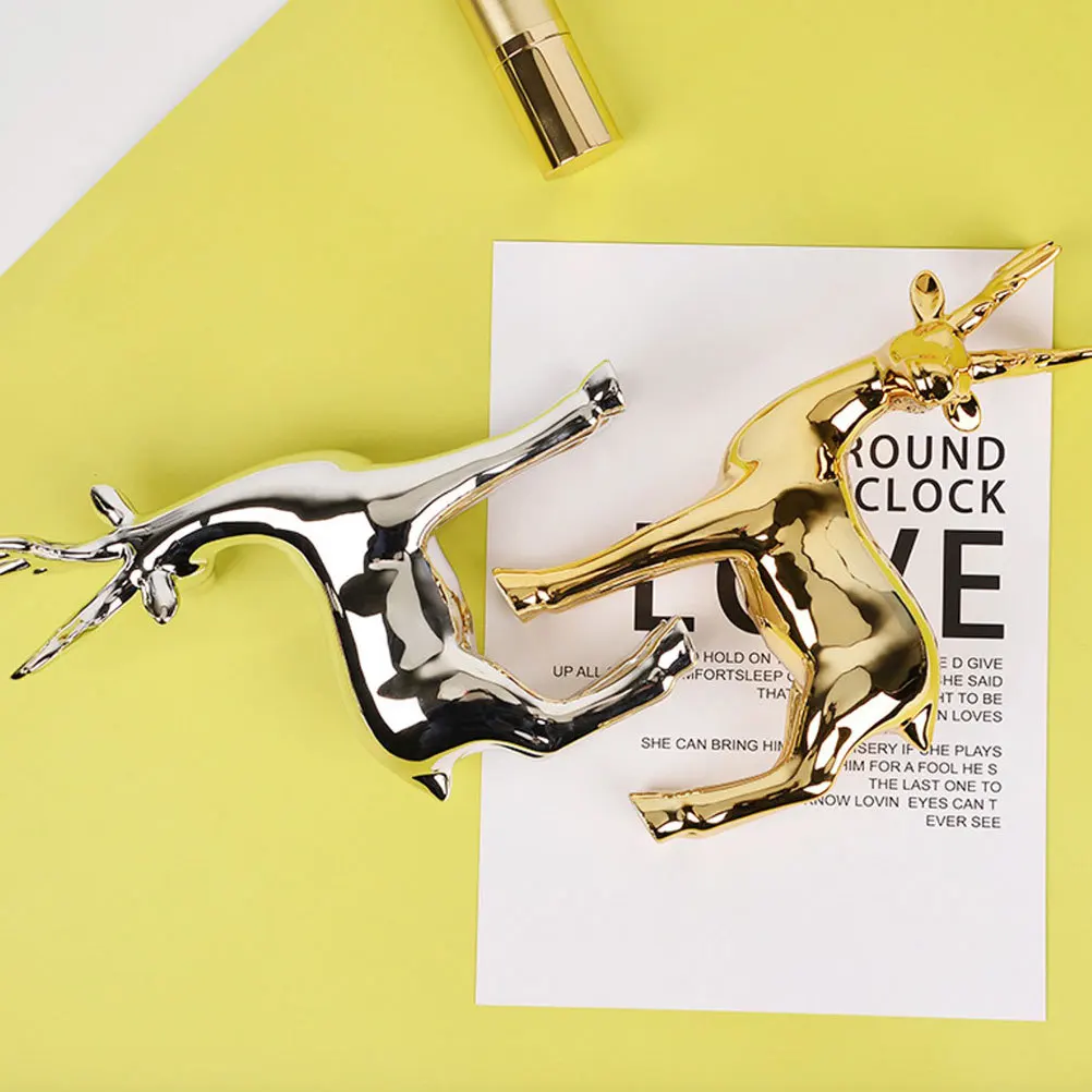 

Ceramic Golden Deer Handmade Smooth Lines Nordic Style High-End Atmosphere Christmas Indoor Decoration Gift Friends