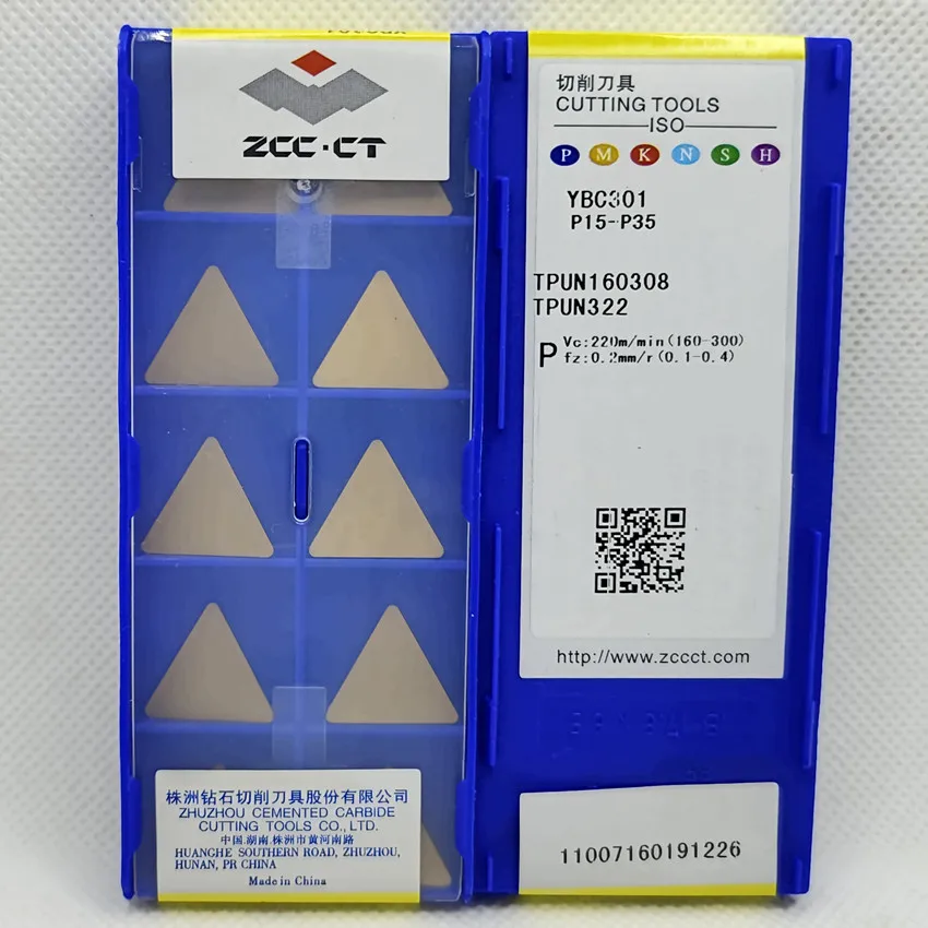 

ZCC.CT TPUN160308 YBC151/TPUN160308 YBC251/TPUN160308 YBC301/TPUN160308 YBG205 TPUN322 TPUN160308 CNC CARBIDE INSERTS 10PCS/BOX