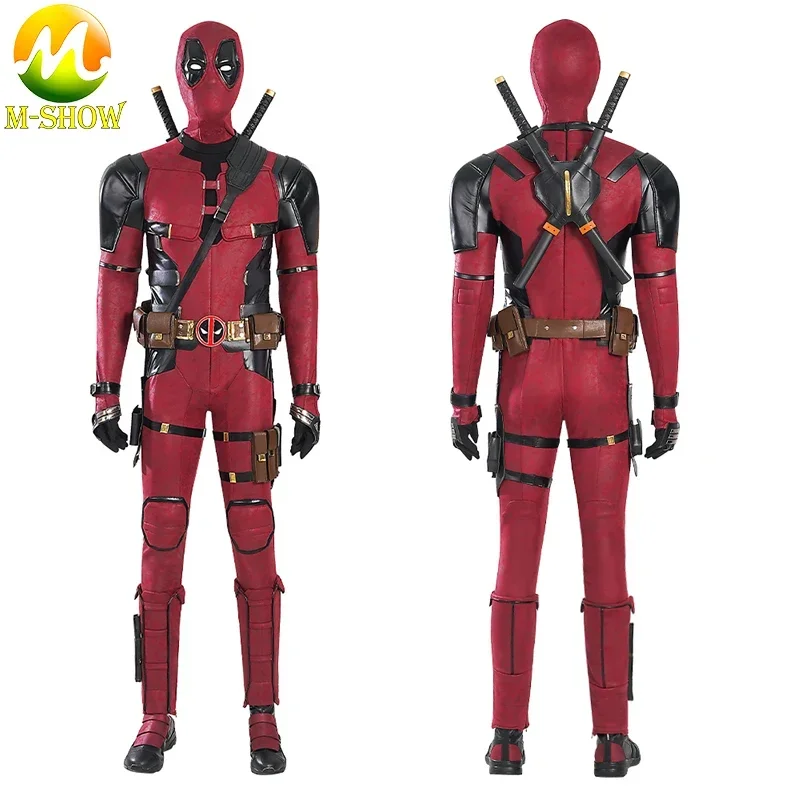 

Superhero Red Villain Cosplay Costume Jumpsuit Mens Wade Winston Wilson Battle Suit Luxious Outfit for Halloween Any Size