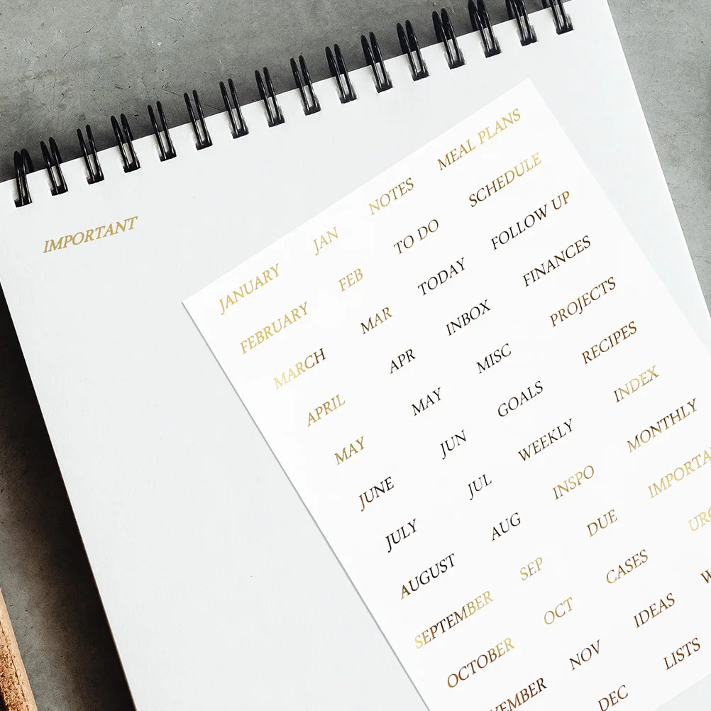 

Наклейки из золотой фольги, яркая гладкая поверхность для скрапбукинга, украшения для дневника, английское слово, месяц, план, сделай сам, письмо, ПВХ