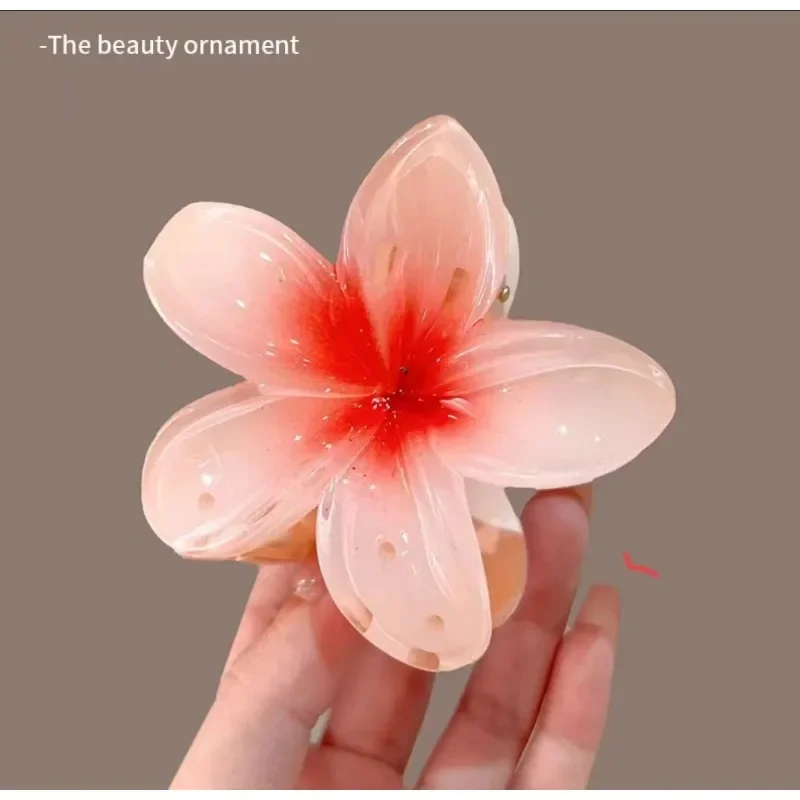 8CM BOHO Gradient Large Flower Acrylic Hair Clip For Women Sweet Hair Claws Crab Clamp Barrettes Hawaiian Headwear Accessories