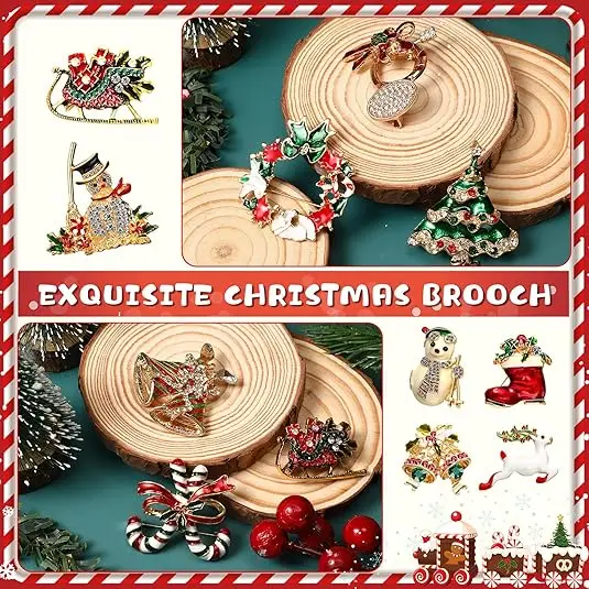 Nieuwe Mode Luxe Prachtige Kerst Broche Pin Sneeuwpop Kerstman Boot Garland Sieraden Geschenken Kerst Decoratie Broches