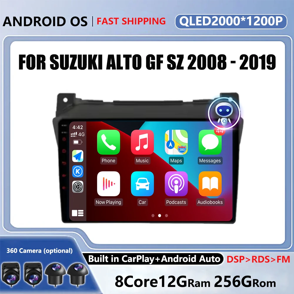 

9" 4G Android OS For Suzuki Alto GF SZ 2008 2009 - 2019 Car Multimedia Player Head Unit Stereo GPS Navigation QLED screen BT 5.0