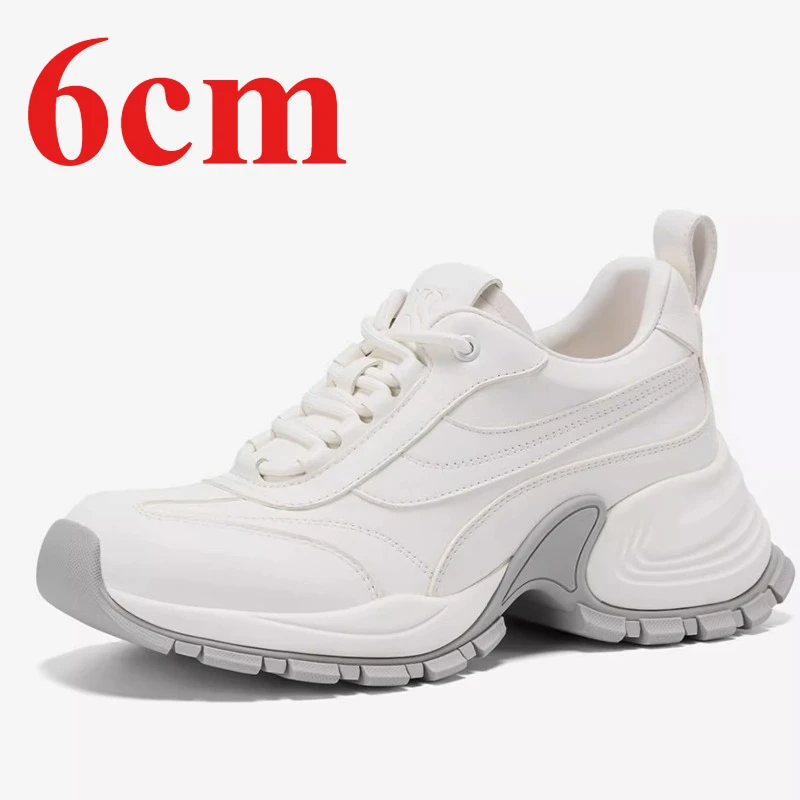 

Outdoor Elevated Shoes for Women's Casual Sports Daddy Shoes Genuine Leather Mesh Breathable Thick Soled Height Increasing Shoes