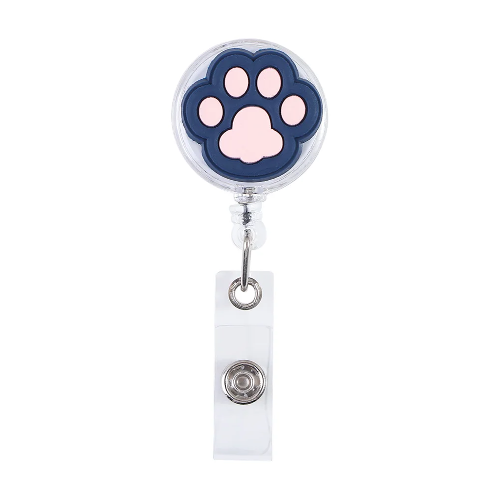 

High Quality PVC Students Nurse Doctors Cartoon Cat Paw Retractable Badge Holder ID Card Holder Name Card Holder