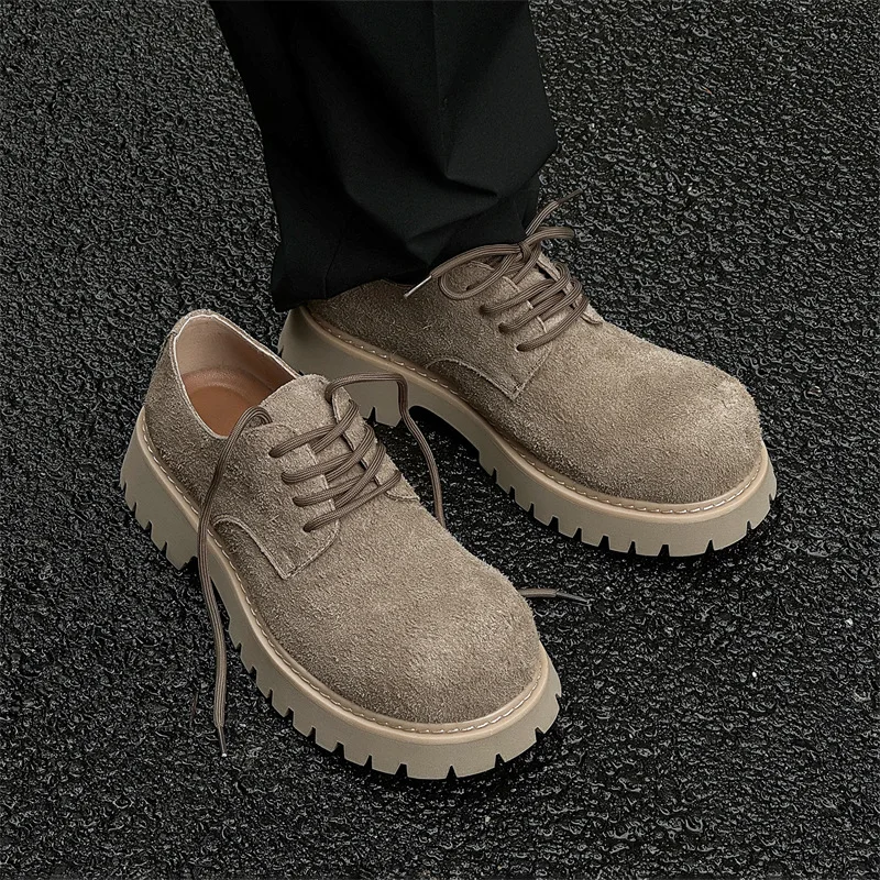 

Casual Cow Suede Men Leather Shoes Business Autumn Winter Outdoor Tooling Shoes Loafers Dress Breathable Height Increasing Shoes