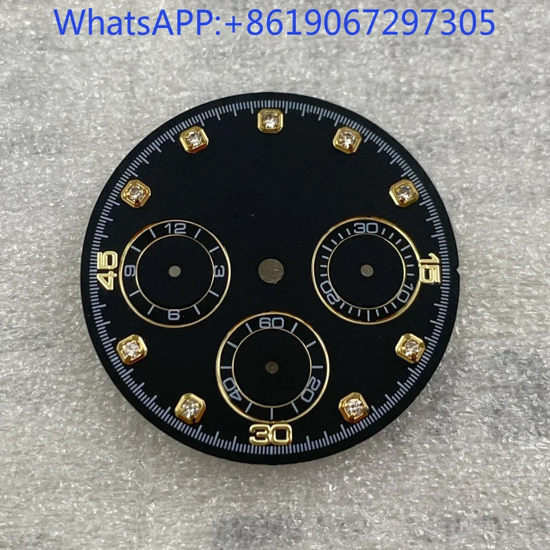 VK63 쿼츠 무브먼트에 적합한 무광택 그라디언트 시계 다이얼 모드 다이얼 액세서리 다이얼 페이스 실버 메이커 없음 발광