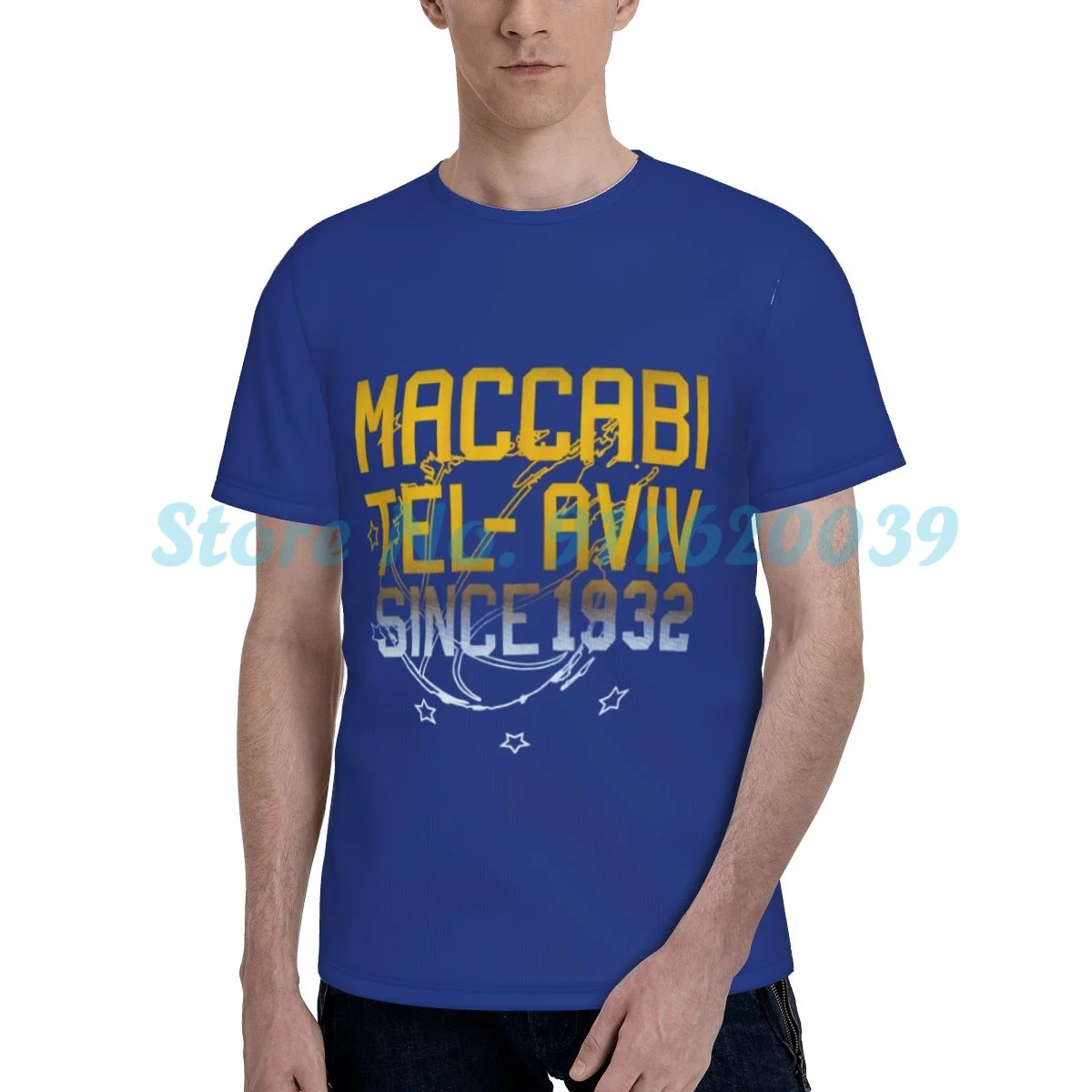 

Israel Maccabi Tel Aviv Bc Men's Print Short-Sleeve Tee Crewneck T-Shirt