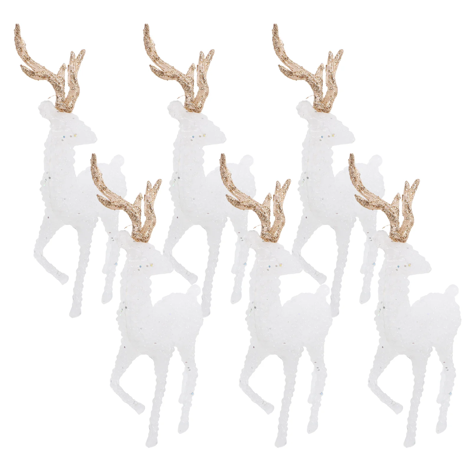 6 Pcs Reindeer Elk Desktop Decor Statues Home Dining Table Christmas Ornament Plastic Standing Figurines Scene Decoration