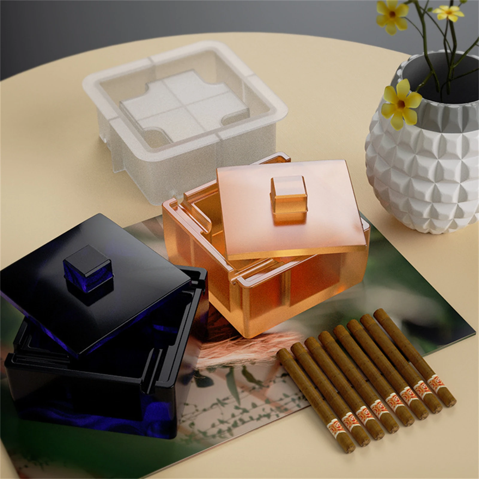 Posacenere fai da te stampo in Silicone Home Table Crafts Decor Making Mold posacenere quadrato Casting cristallo fatto a mano resina epossidica
