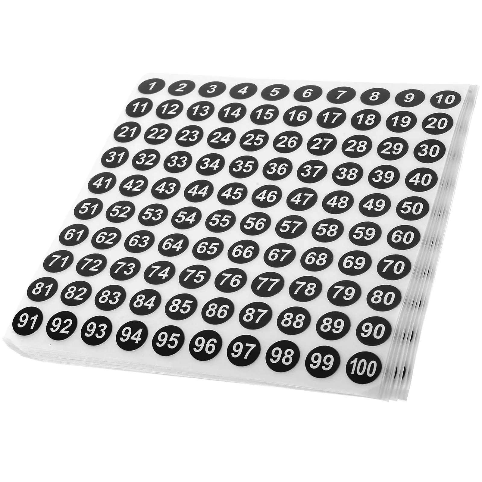 

50 Sheets Waterproof Round Number Stickers Adhesive Identification Labels for Clothes Storage Boxes Files Classroom Office