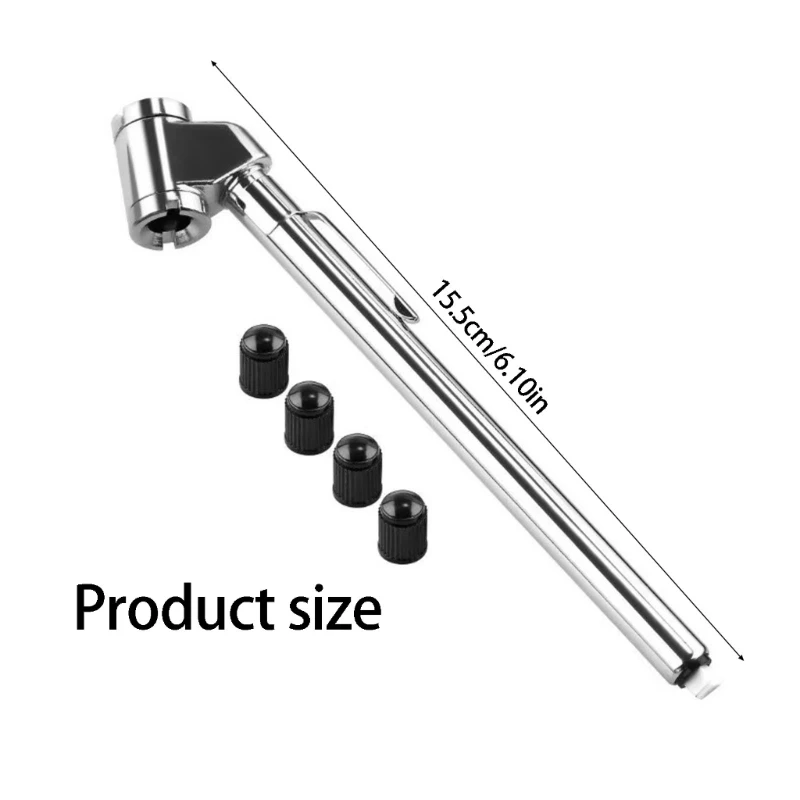 Vehicle Tire Pressure Meter, Pencil Tool with Carry Clip, Opposing Metal Head Openings and Reading Stem for Travel Storage and