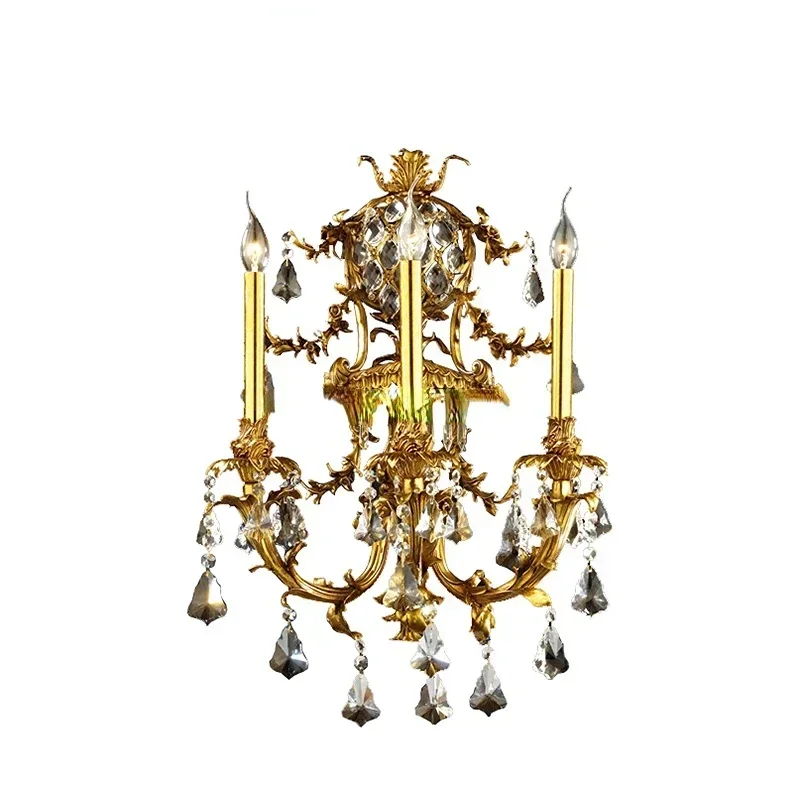 

Blue and White Porcelain Based Golden Angels and Candles Sconce Wall Lamp