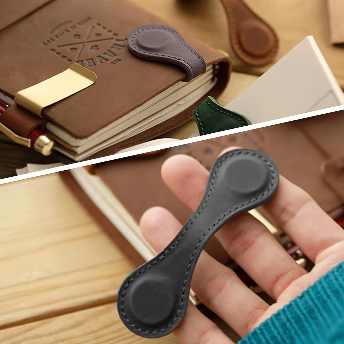 Roise Magnetic Leather Bookmark Gift Bookmark Dual-side Book Page Divider for Bookworm Teacher Gift School Office Stationery