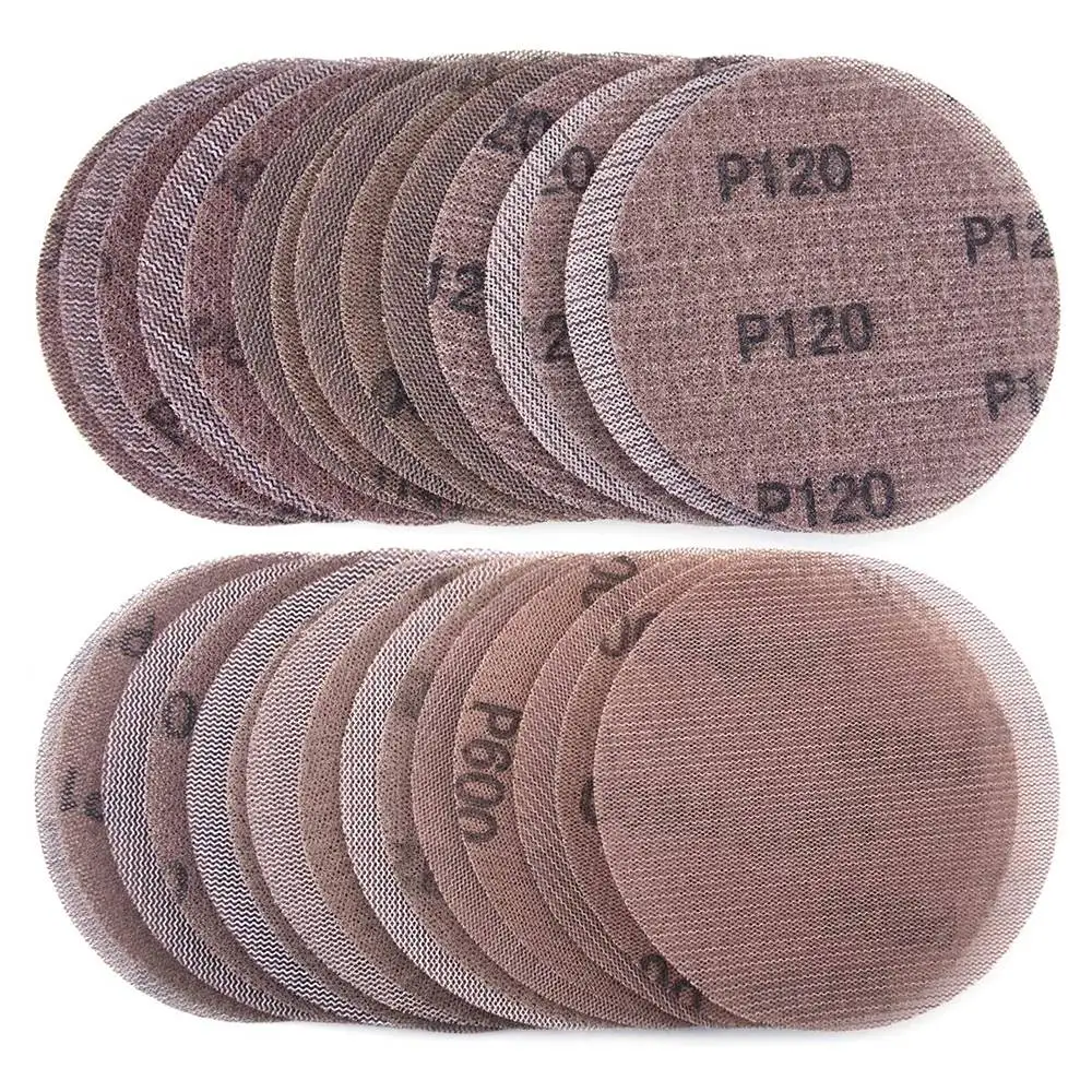 L33A_30 Pcs Mesh Sanding Discs 125mm 80-600 Grit Hook and Loop Sanding Paper Dry Abrasive Discs for Sander Replacement Pads