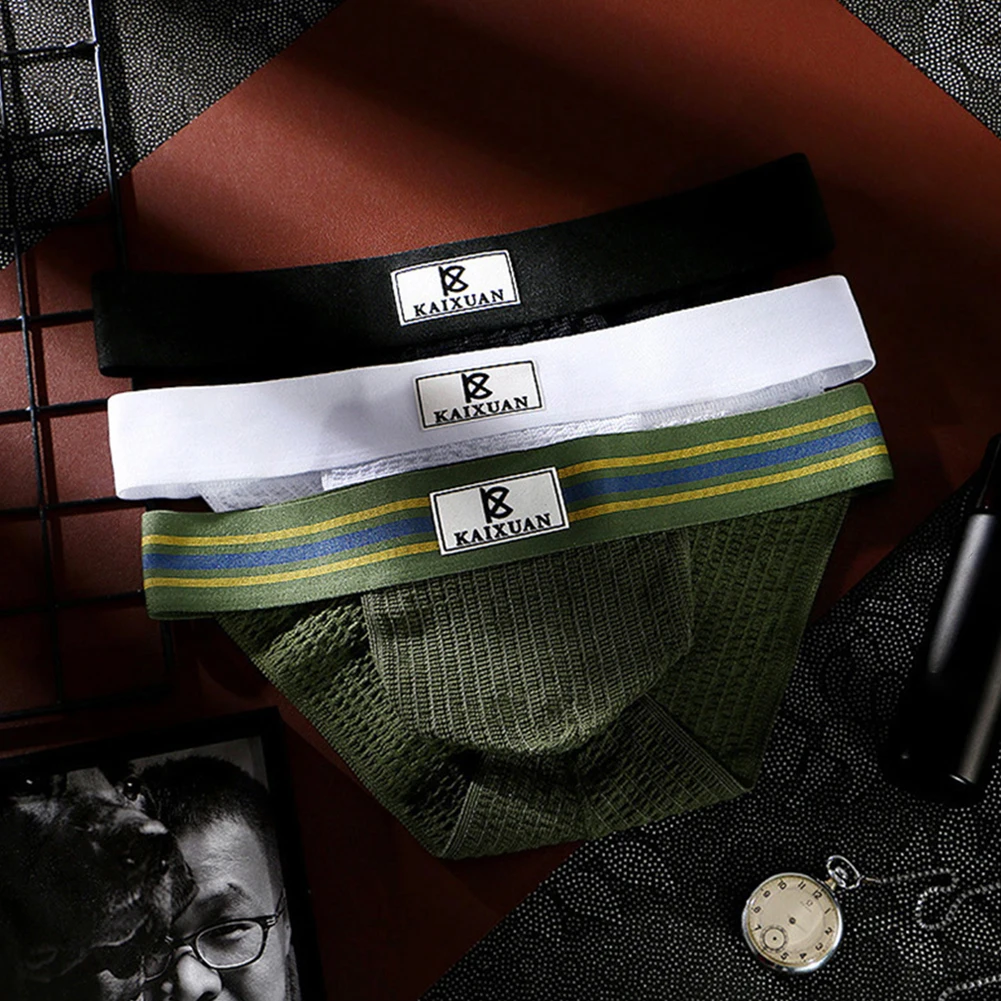 

Дышащие вязаные мужские трусы-нижнее белье с высокой вилкой, спортивные трусы из мягкой ткани для удобной посадки