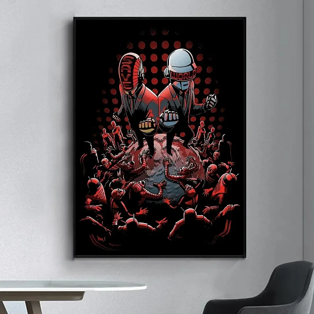 Daft Punk Rock Band Poster Fancy Poster Wall Sticker for Living Room Bar Vintage Decorative Painting Middle