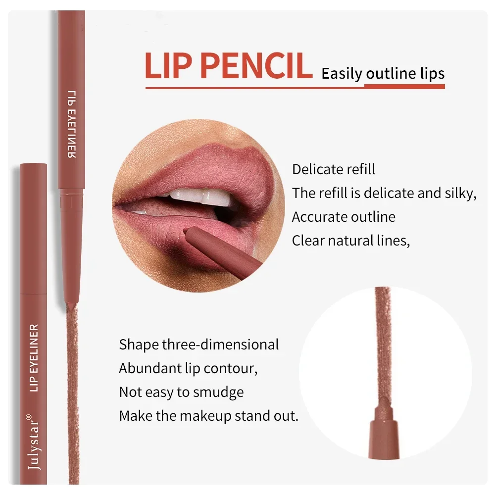 ชุด 6 สี Long-Lasting Waterproof Lip Liner ดินสอ Non-Stick CUP Lip แต่งหน้าเครื่องมือเหมาะสําหรับแต่งหน้าทุกวันและชุดของขวัญ
