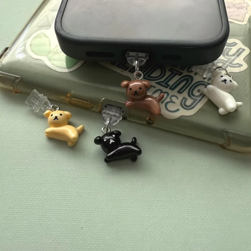 Dog eReader phone dust plug Cute Puppy Clay Phone Charms, Charm Accessory, Audio Dust Plugs, Phone Anti-Dust Port, Y2K