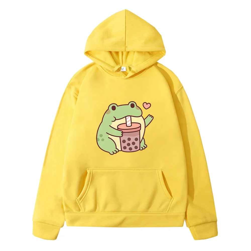 

Frog Bubble Milk Tea Print Hoodies Sudaderas Children Kawaii Graphic Printed Sweatshirt with Pocket Boys Girls Hoody Comfortable