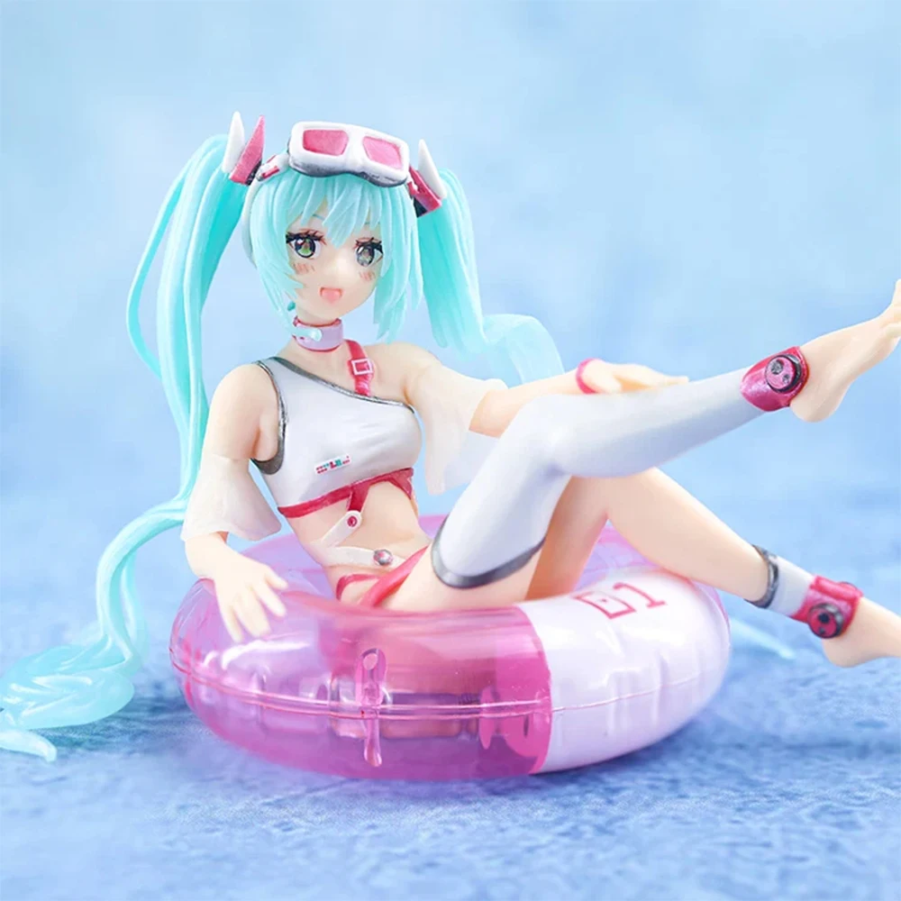 Nueva figura de Anime Hatsune Miku Aqua Float Girls Elaina figura de acción Kawaii sentado anillo de natación chica estatuilla juguetes coleccionables