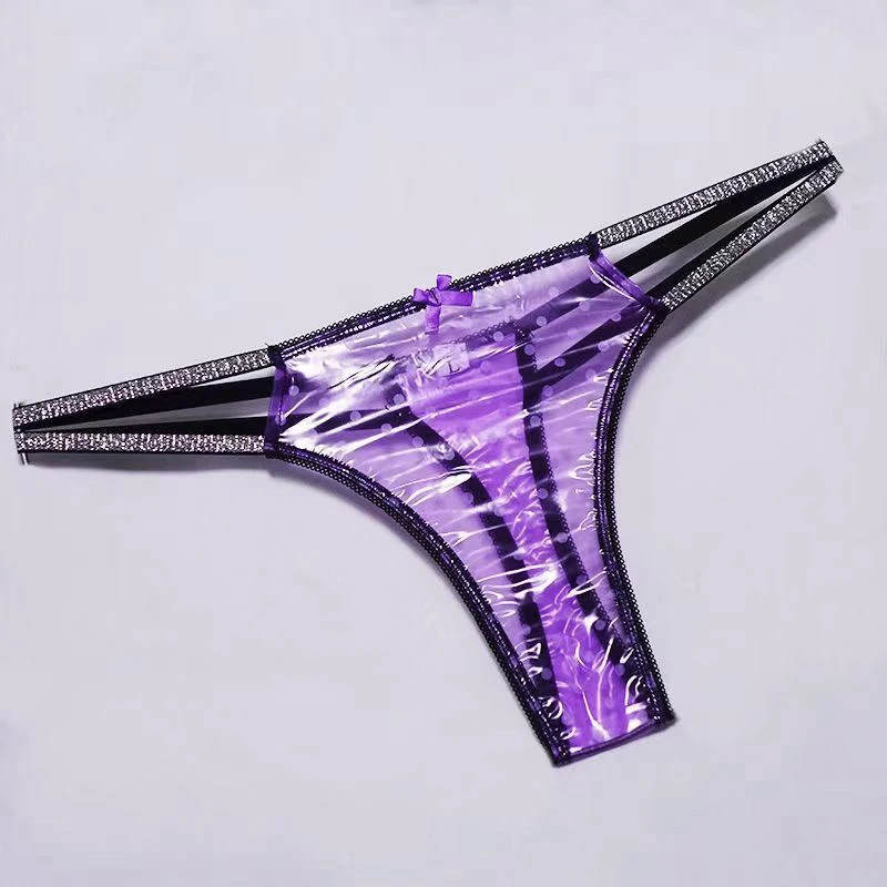 PVC Plastic Film Soft Thong  Smooth Soft Couple Lace  Personality Perspective Fetish T-Pants