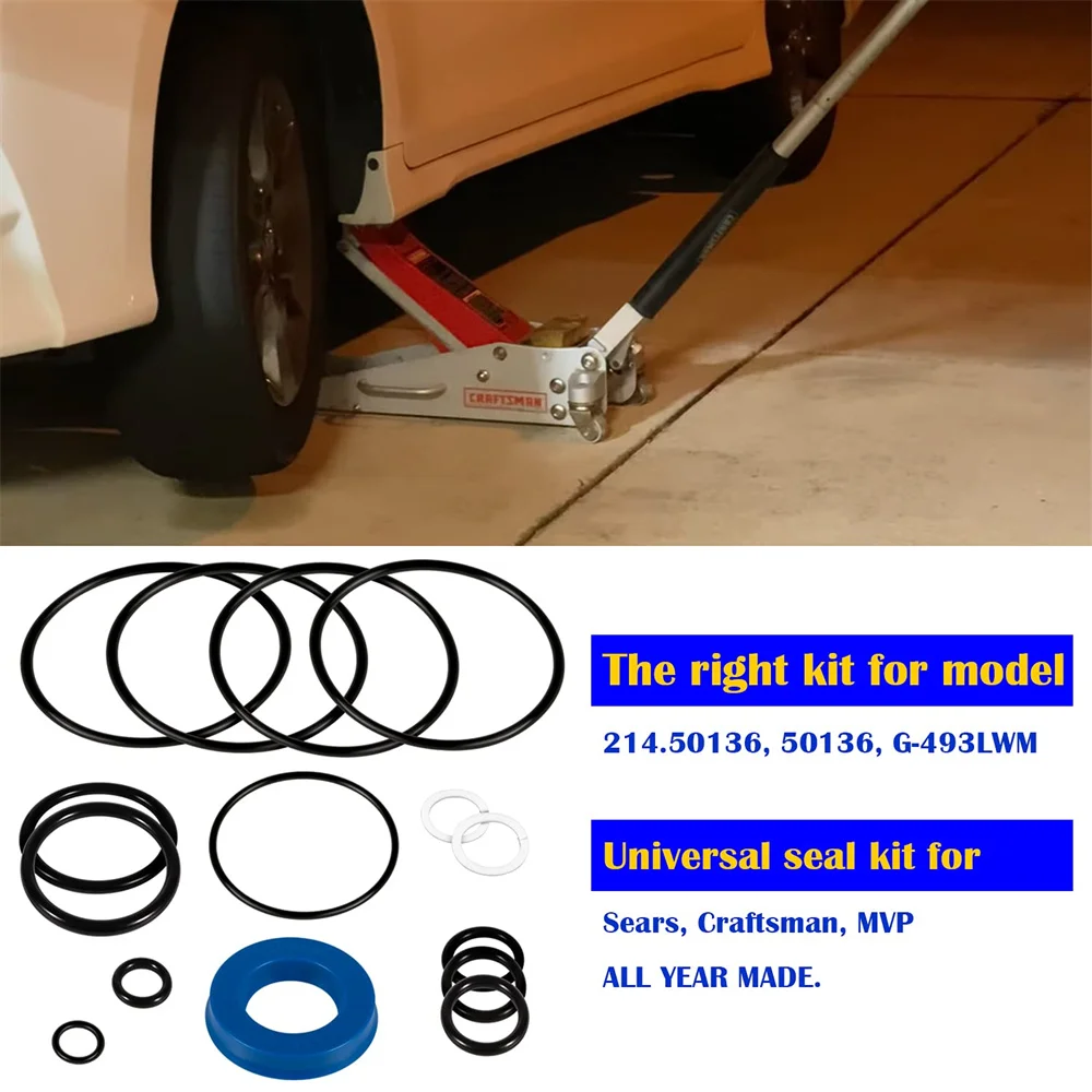 Floor Jack Seal Replacement Kit for Sears, for Craftsman, MVP All Years, 214.50136 50136 G-493LWM Cover Complete Hydraulic Unit