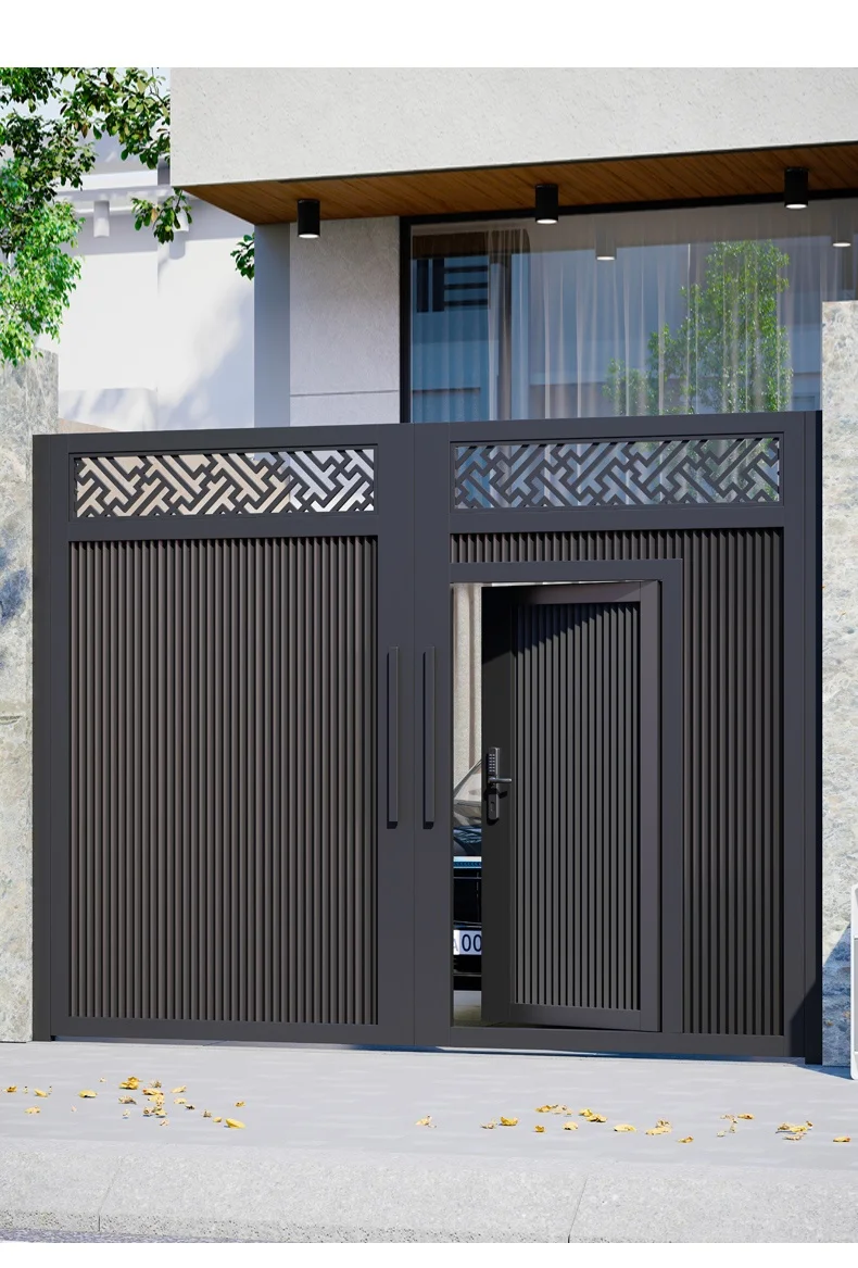 Customization Automatic Sliding Aluminum Modern Double Door Eco-Friendly & Durable Villa Courtyard Gate