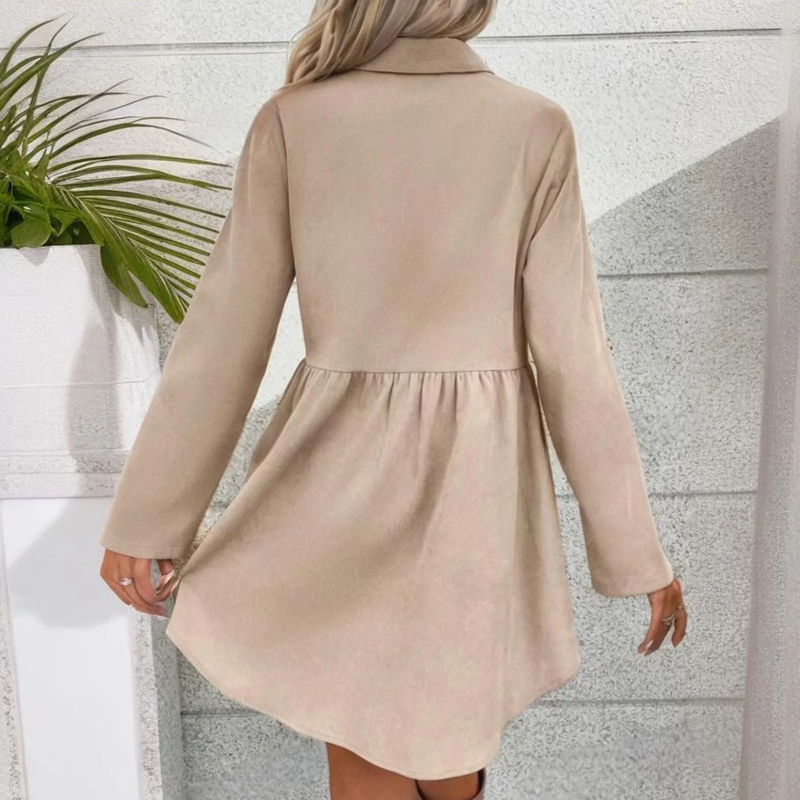 Women'S Casual And Fashionable Long Sleeved Lapel Single Breasted Skirt Type Shirt Dress New In Dresses Vestidos De Verano