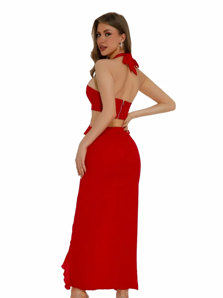 Vestidos de fiesta de Navidad rojos calados sexys, vestidos de invitados de boda de lujo 2025, trajes de cumpleaños para mujer, vestido de noche de otoño para mujer